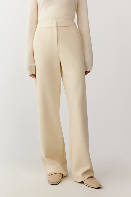 Front view from waist to ankle showing clean lines and a fluid silhouette.