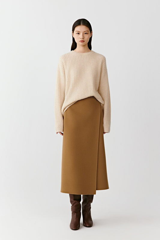 Pull côtelé en laine