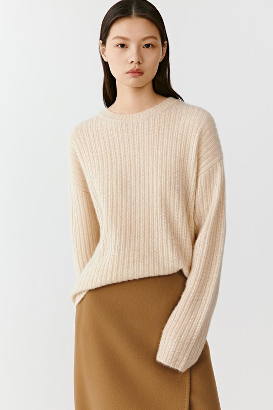 Pull côtelé en laine