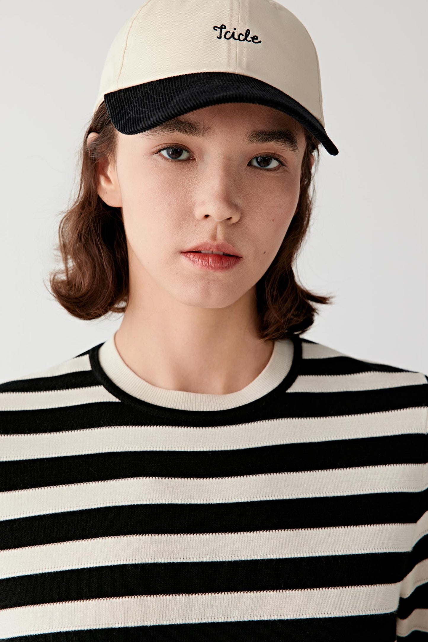 Pull rayé en laine et soie