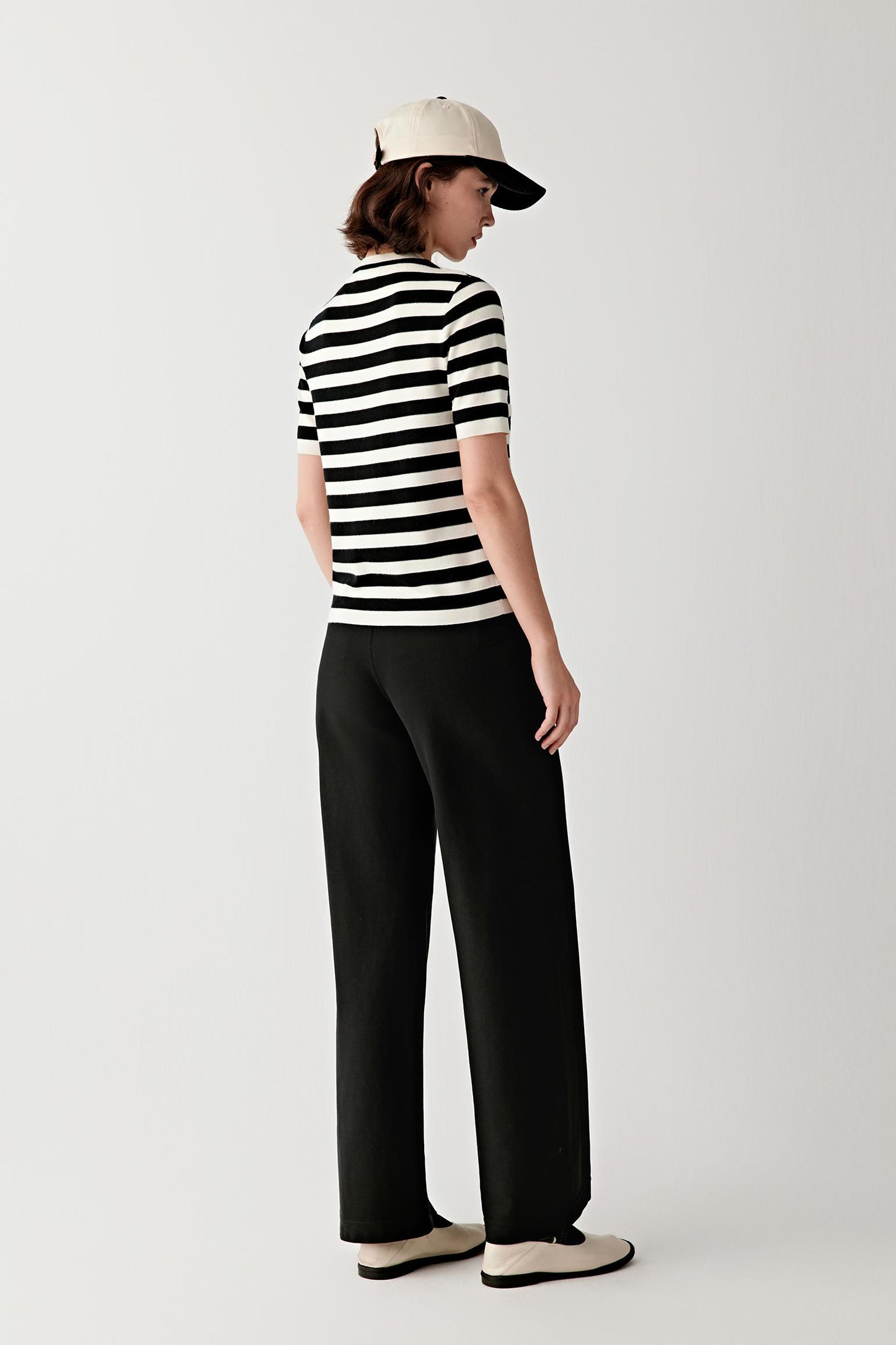 Pull rayé en laine et soie