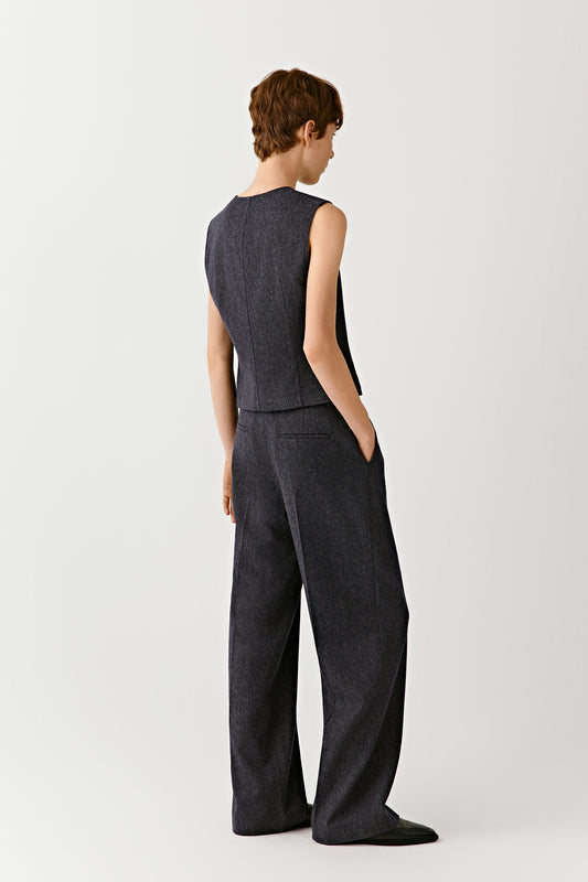Pantalon droit en laine