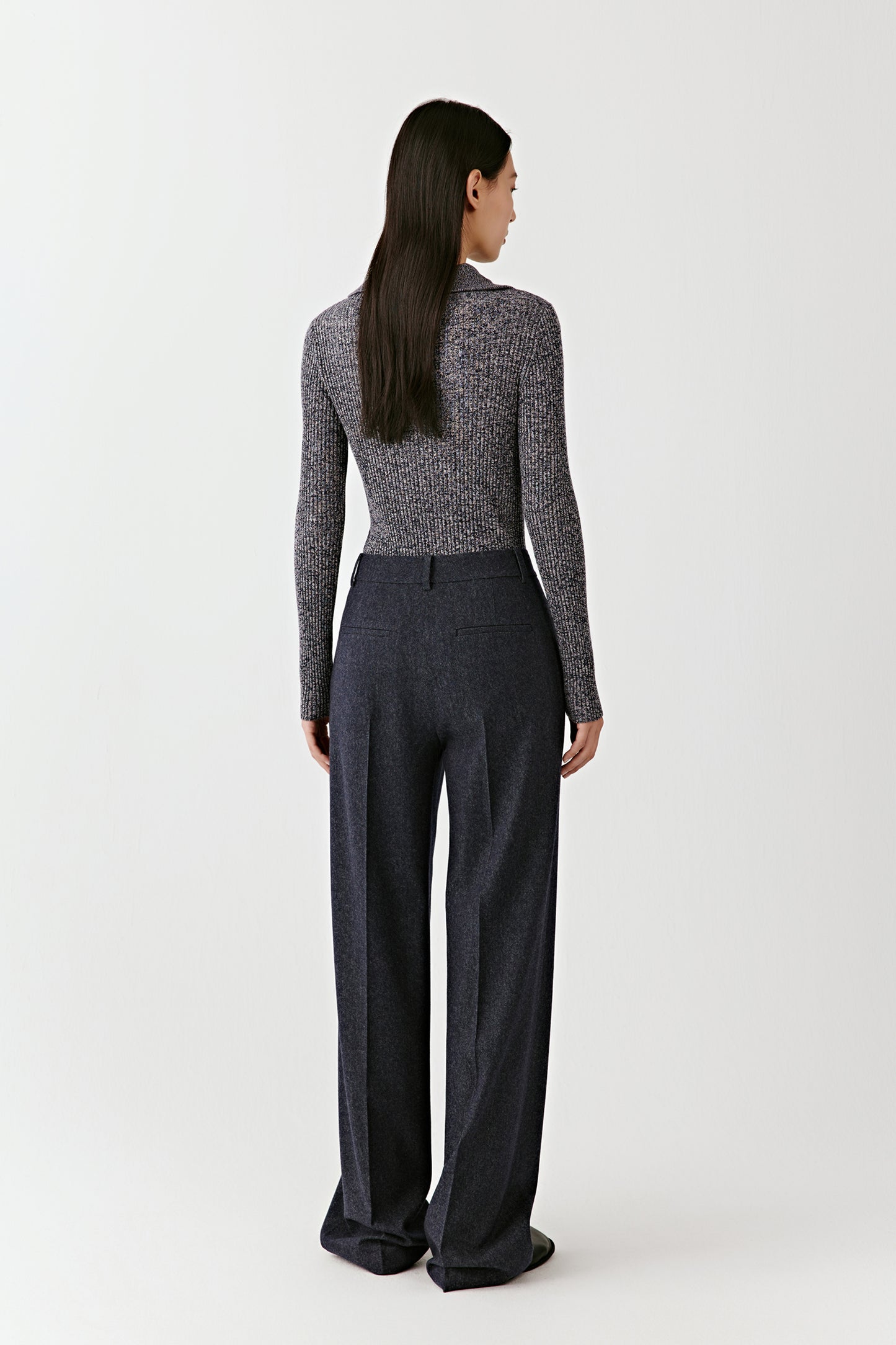 Zipped-collar Pullover in Twisted Wool