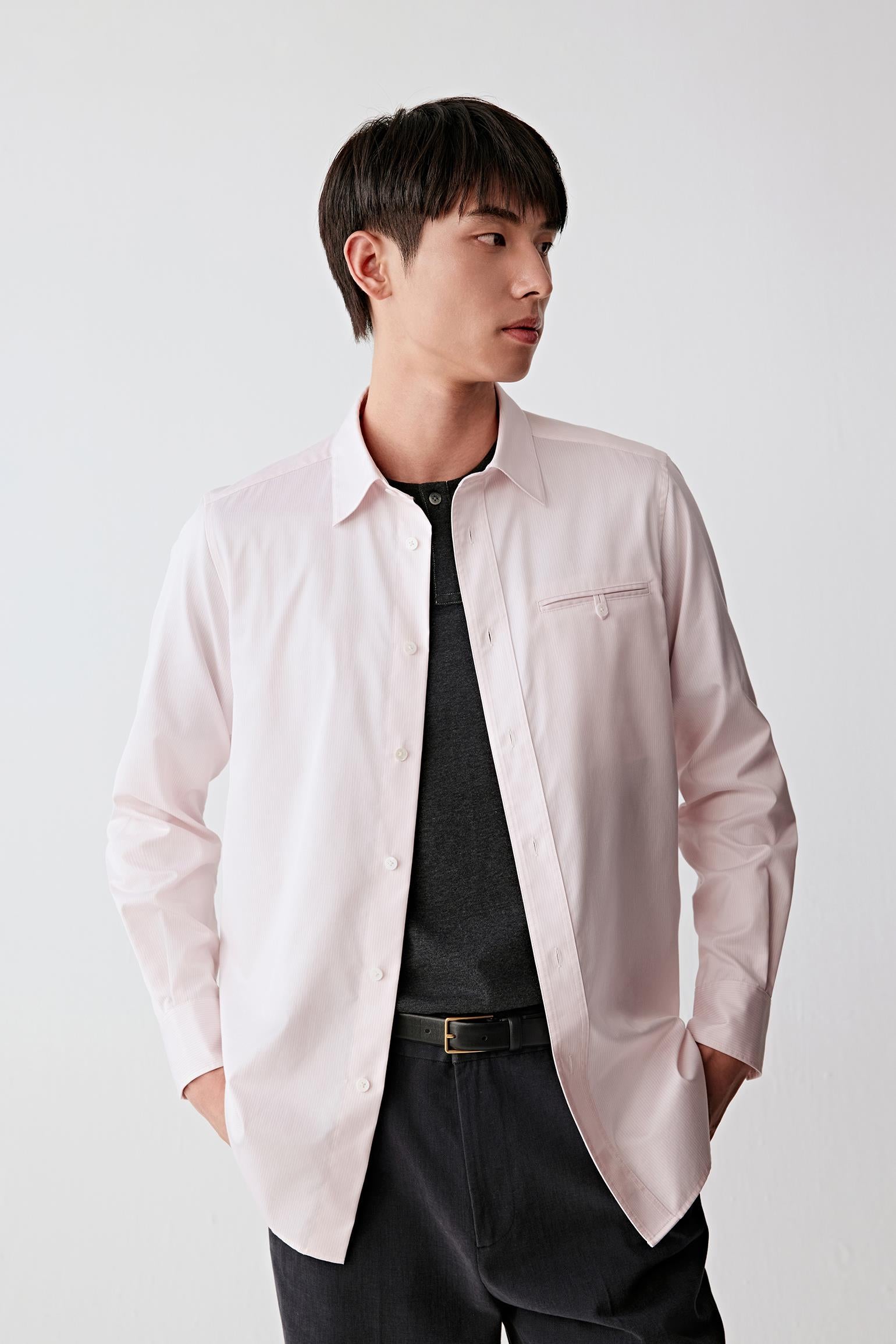 Three-quarter view highlighting the fine vertical stripe pattern.