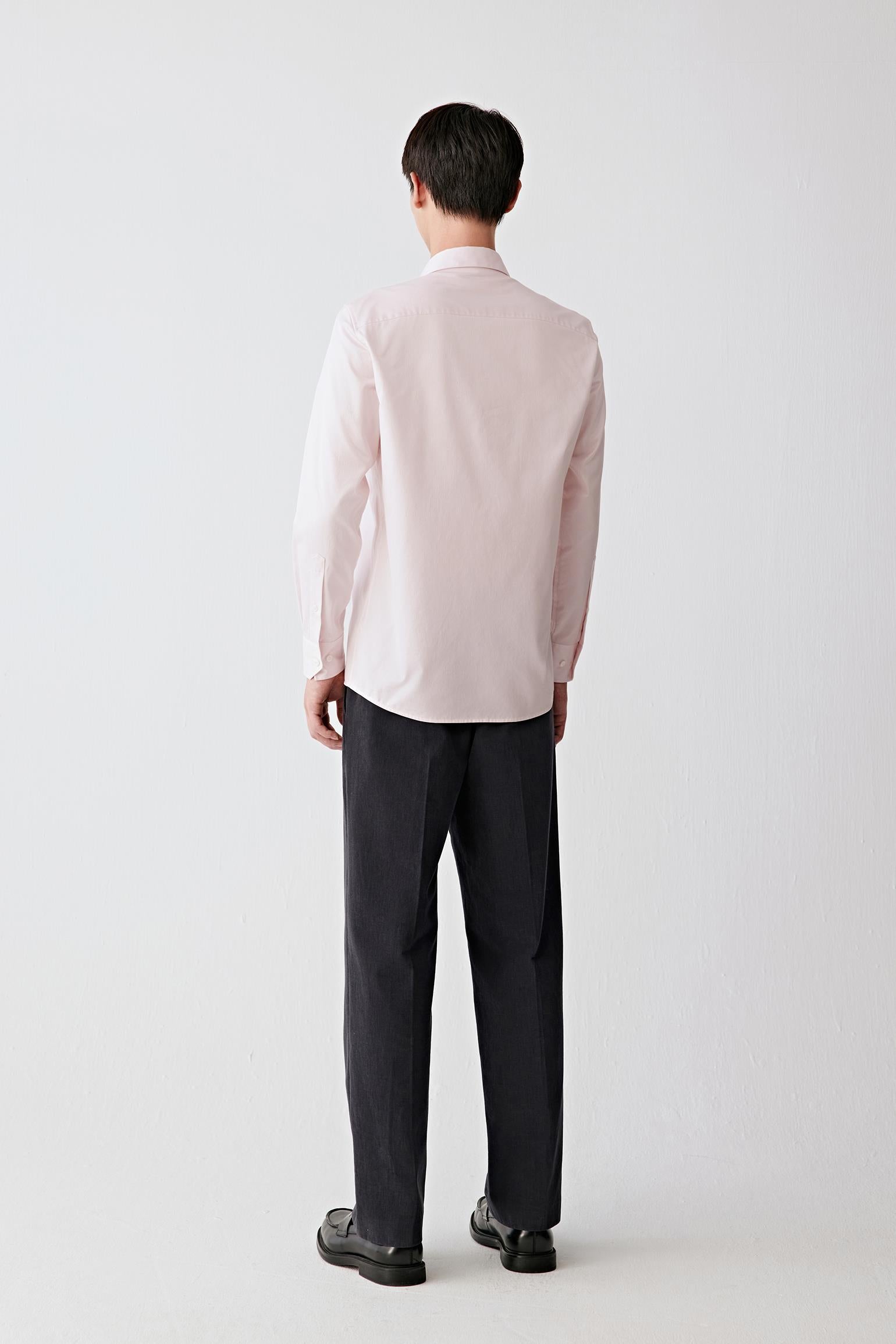 Back view showing the straight cut and clean shoulder line.