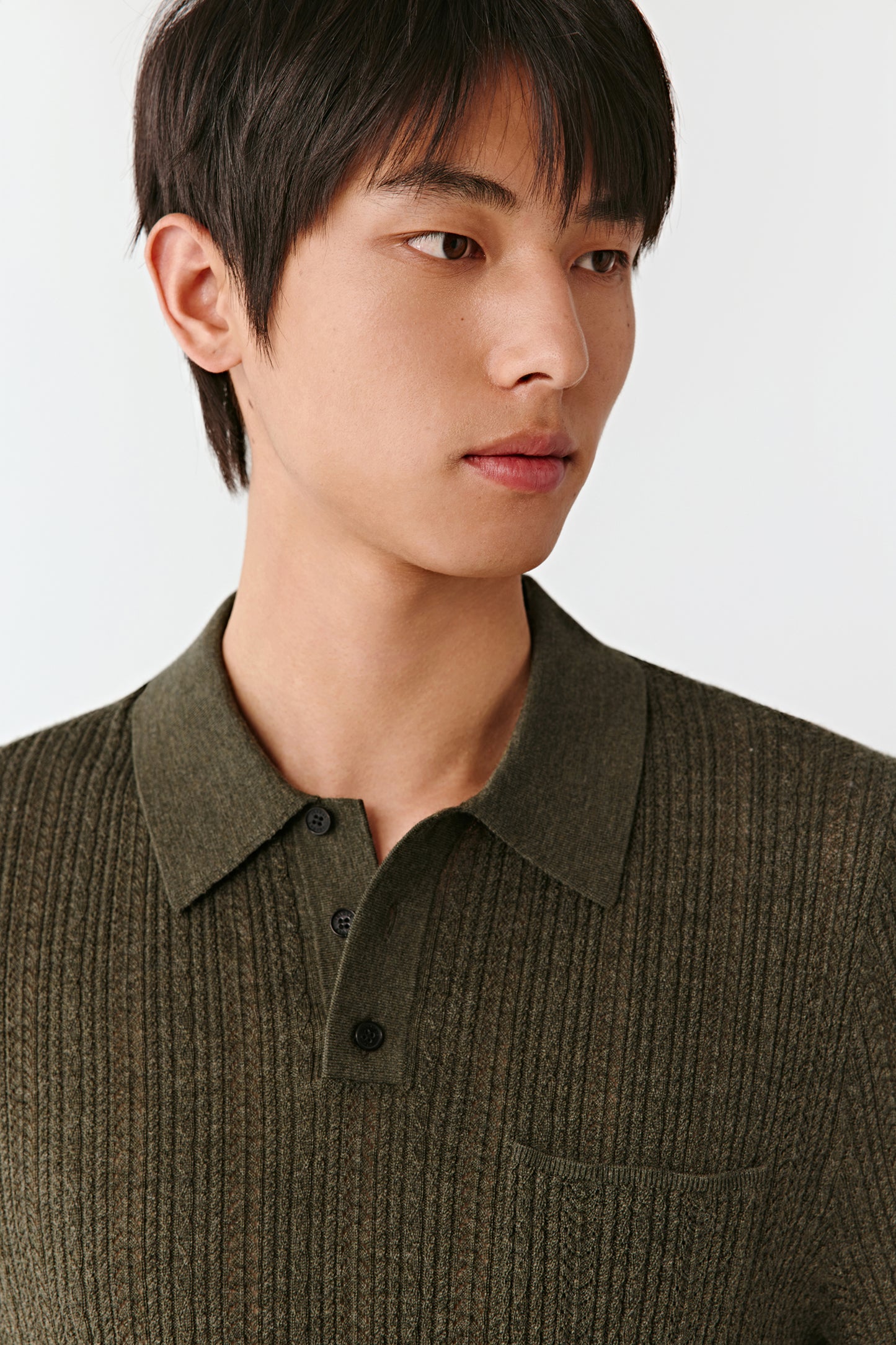 Ribbed Polo Shirt in Merino Wool