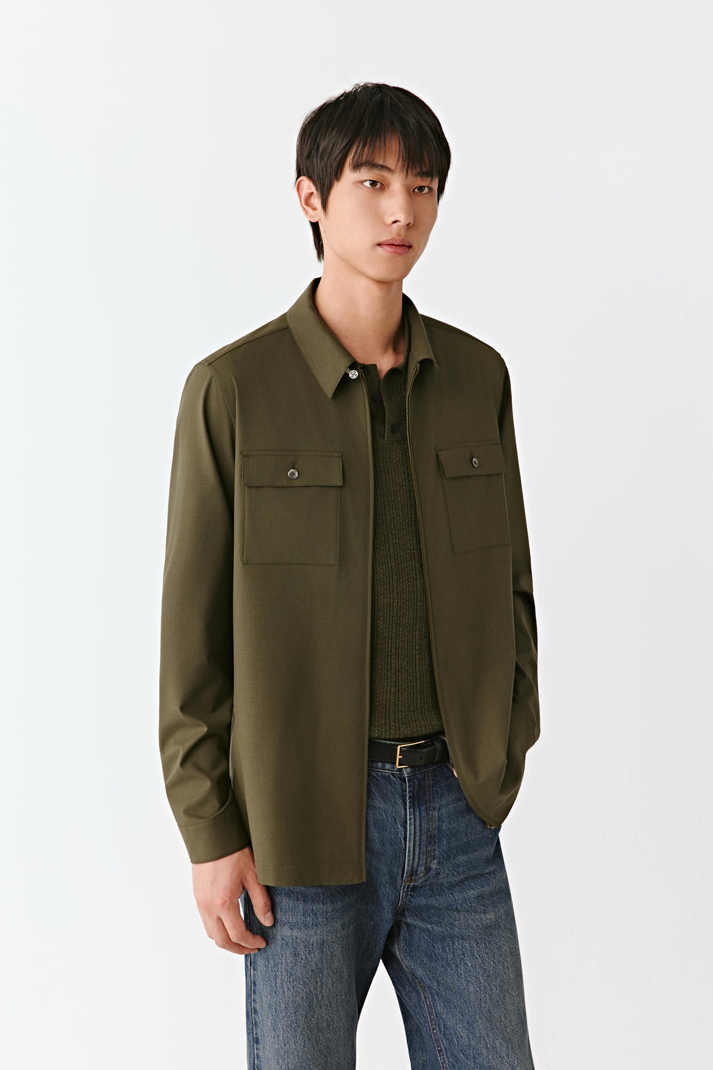 Veste zippée en laine et soie