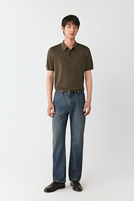 Short-sleeved Polo Shirt in Silk Knit