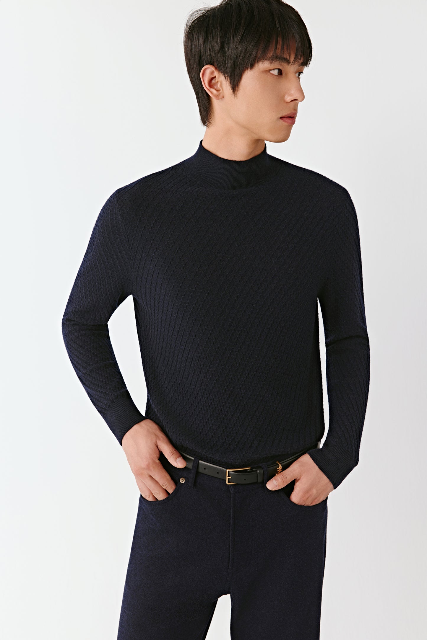 Pull col montant en cachemire