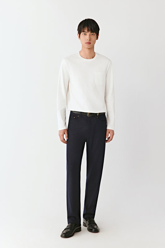 Five-pocket Trousers in Heavy Wool Jersey