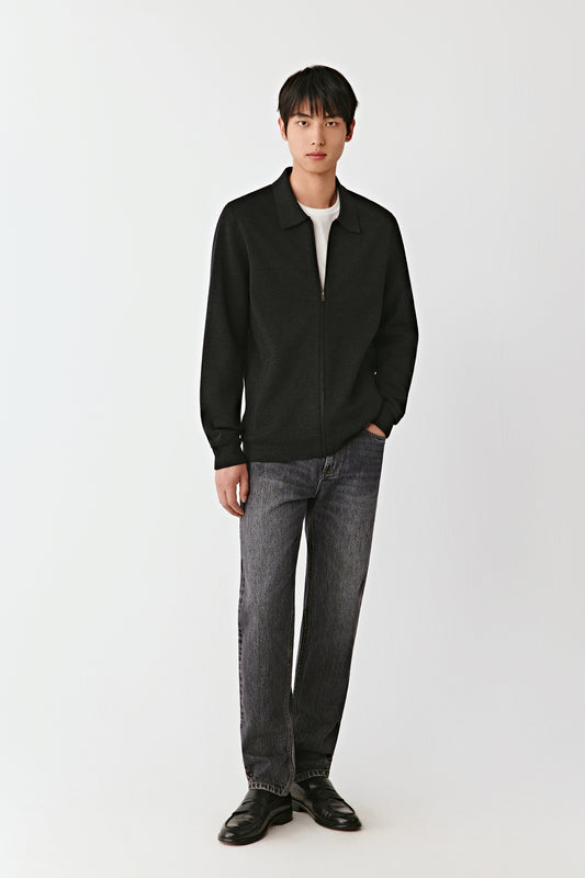 Zip-up Cardigan in Merino Wool