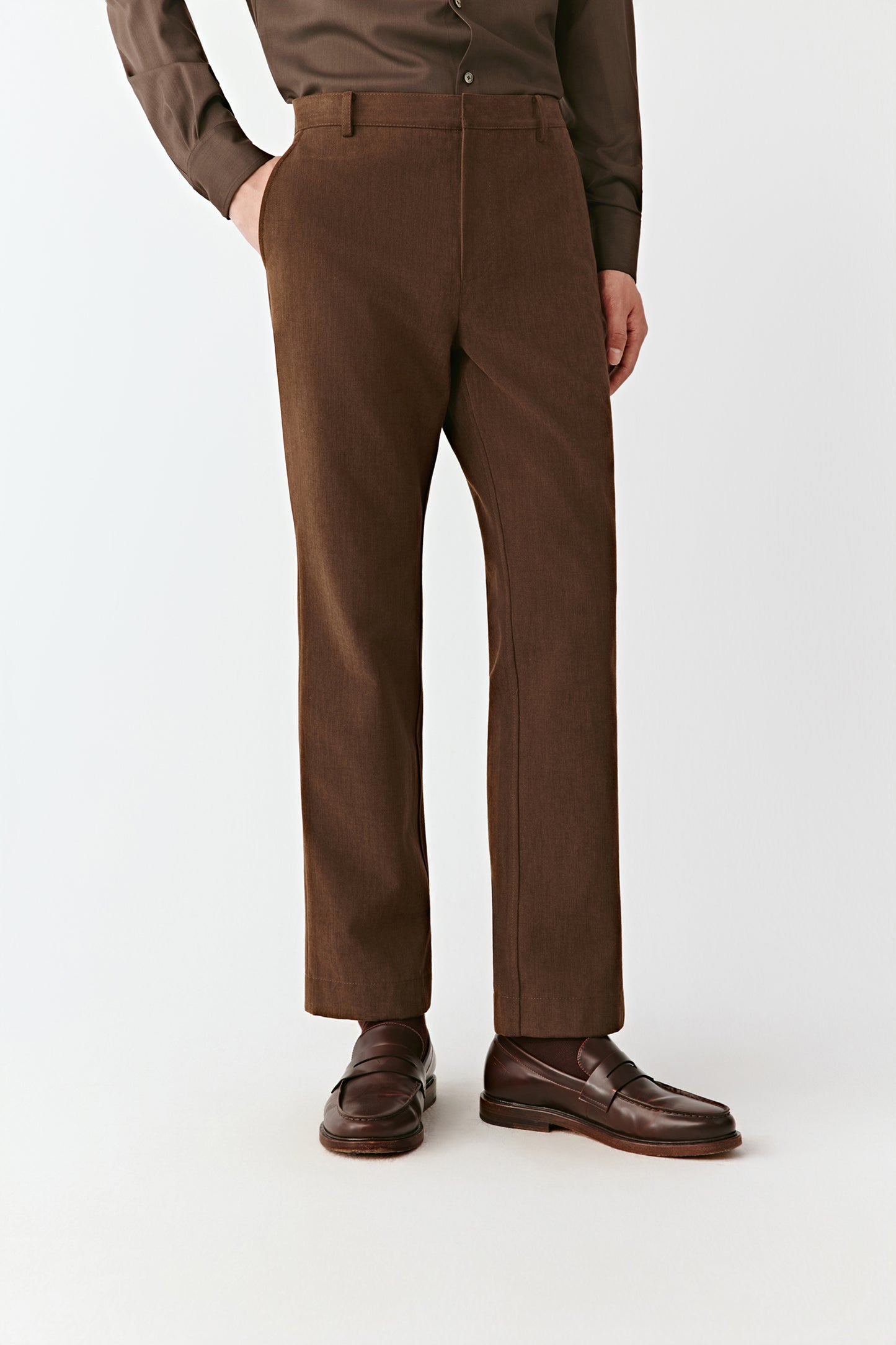 Straight-Leg Trousers in Cotton Twill
