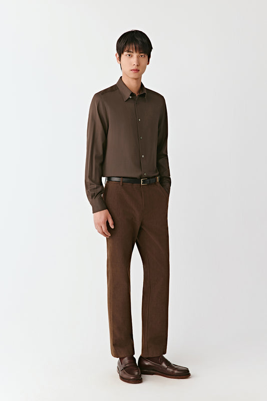 Straight-Leg Trousers in Cotton Twill