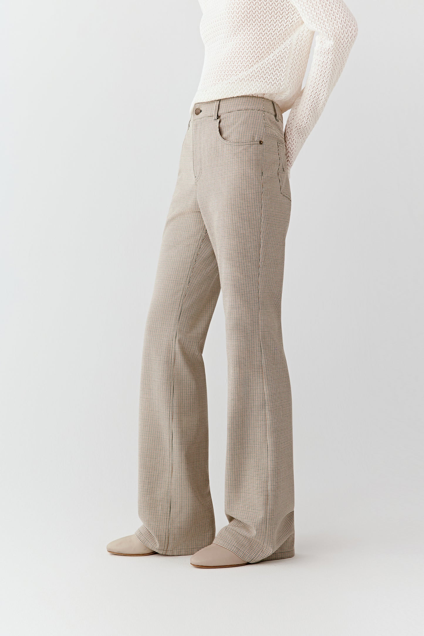 Pantalon évasé en coton et laine
