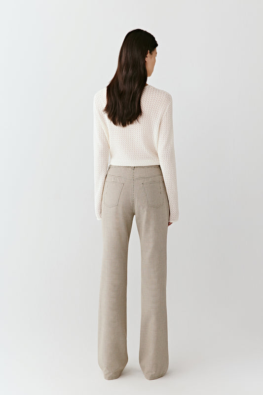 Pantalon évasé en coton et laine