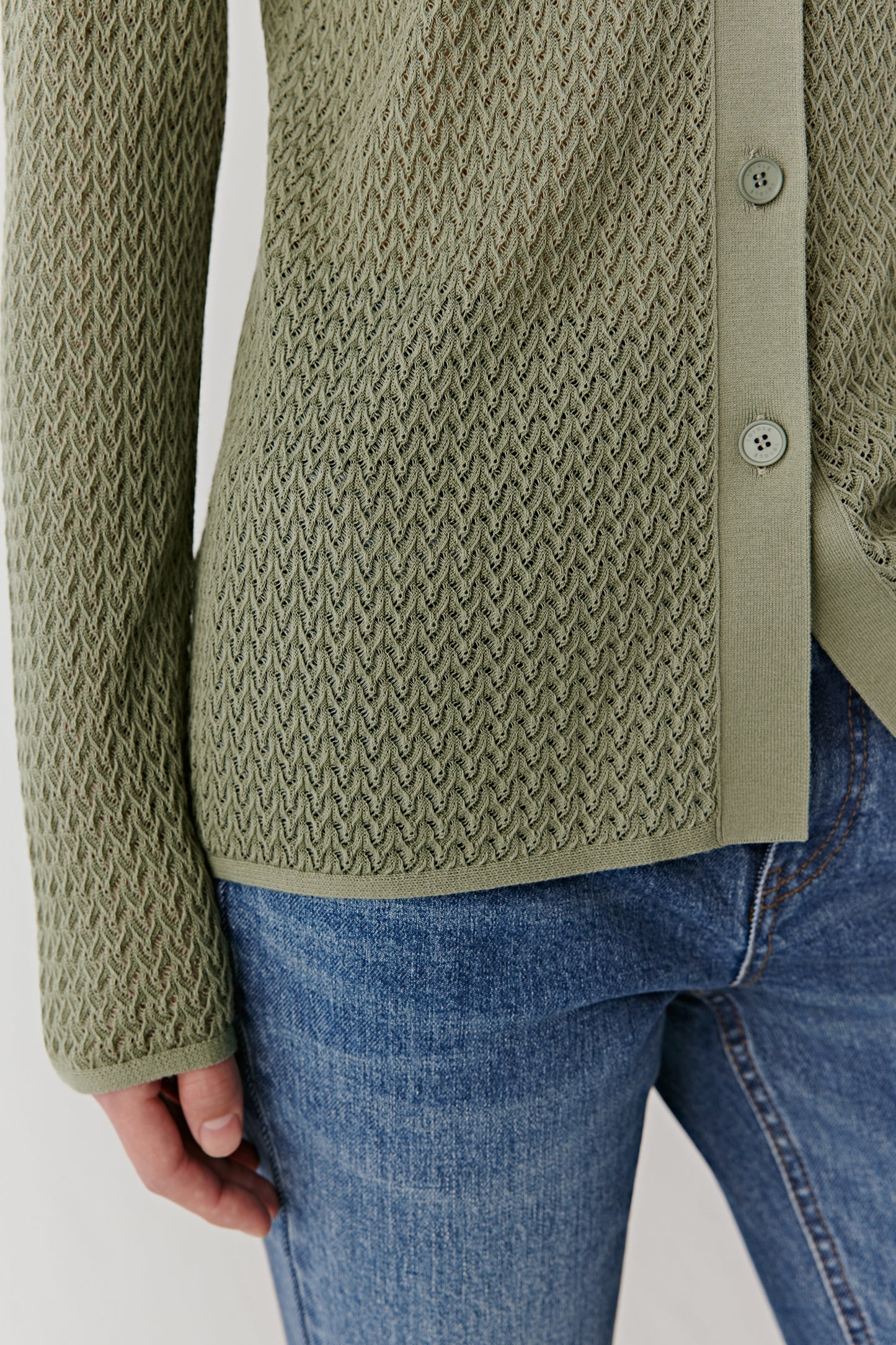 Cardigan in textured cotton knit
