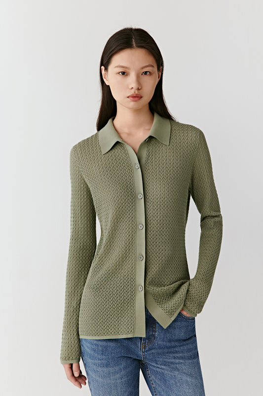 Cardigan en maille de coton texturée