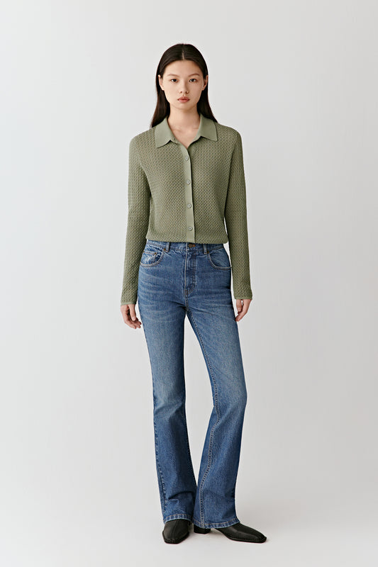Cardigan en maille de coton texturée