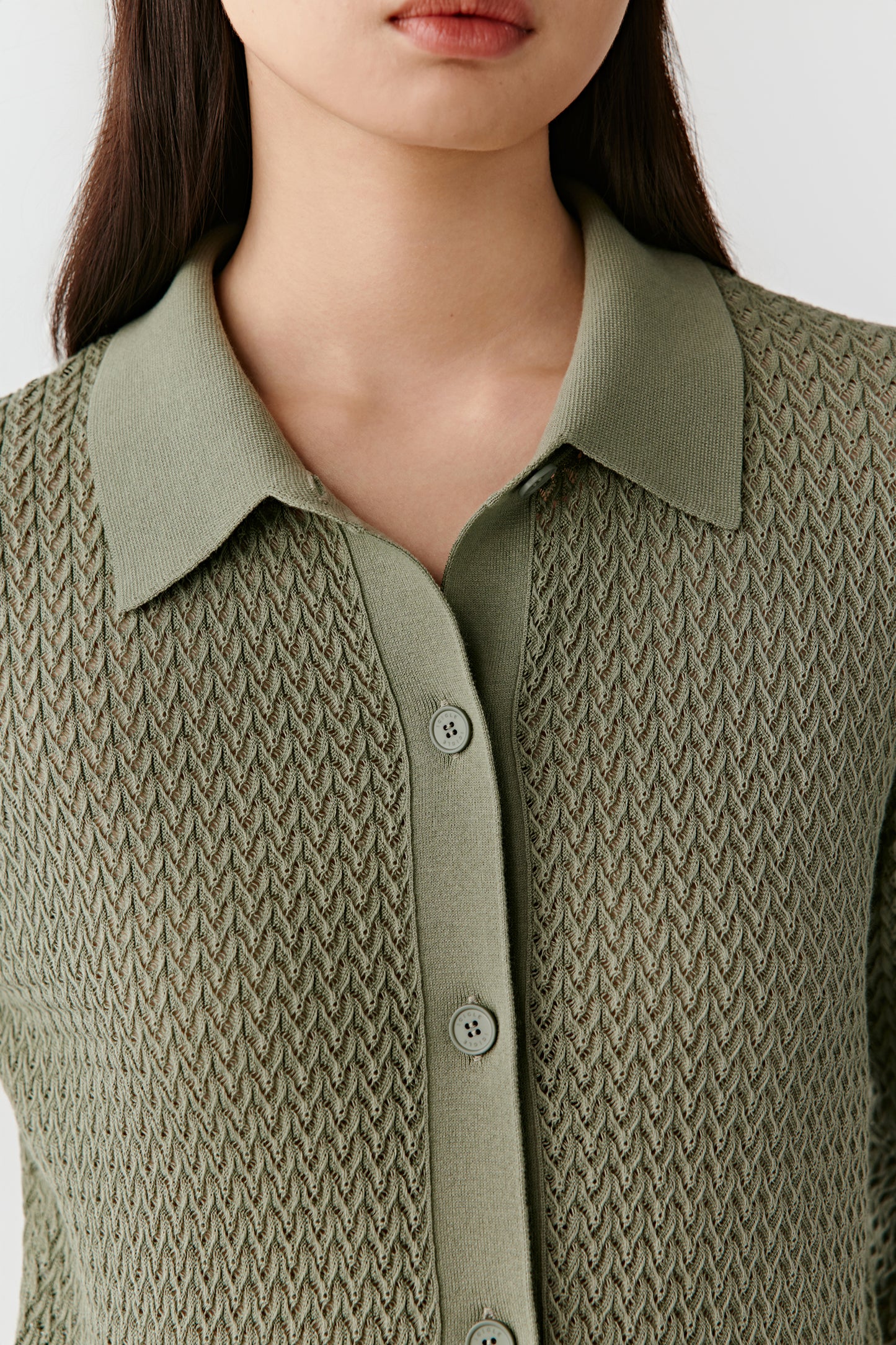 Cardigan in textured cotton knit