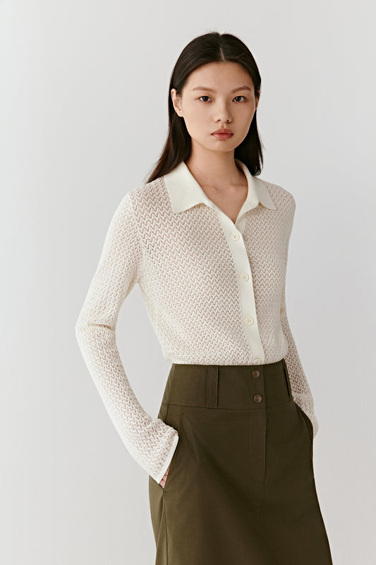 Cardigan en maille de coton texturée