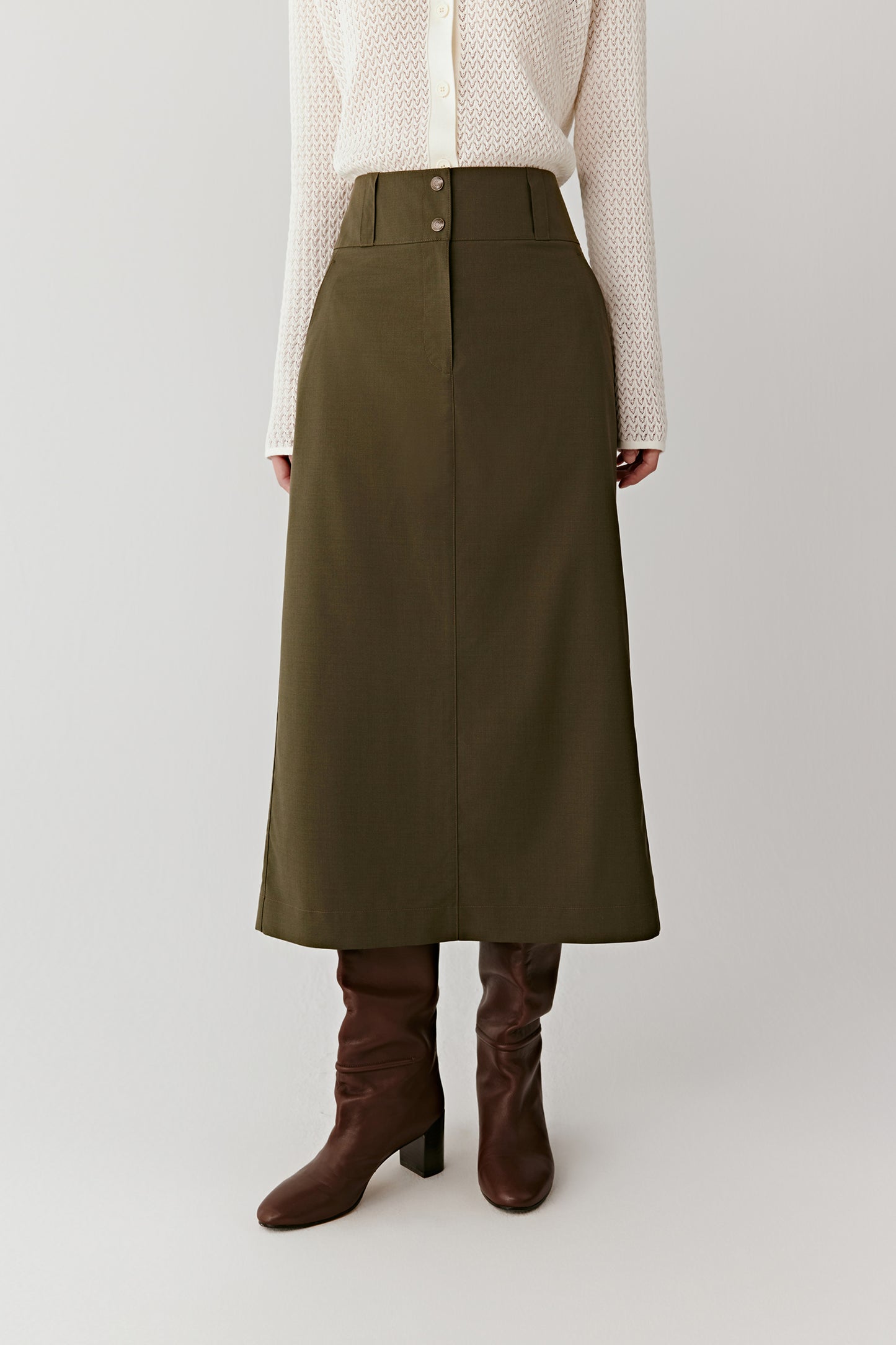Midi DEW Skirt in Wool and Silk