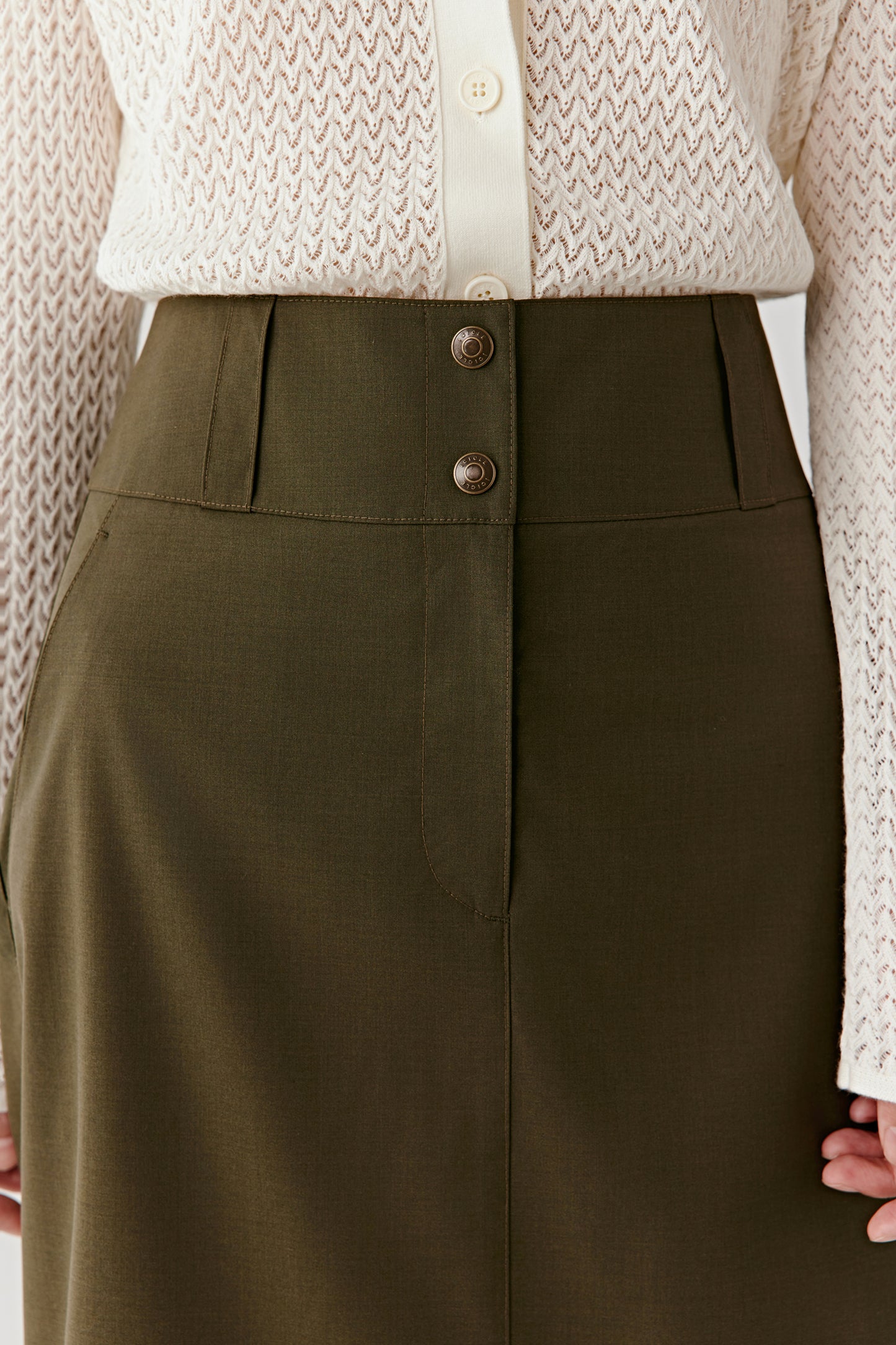 Midi DEW Skirt in Wool and Silk