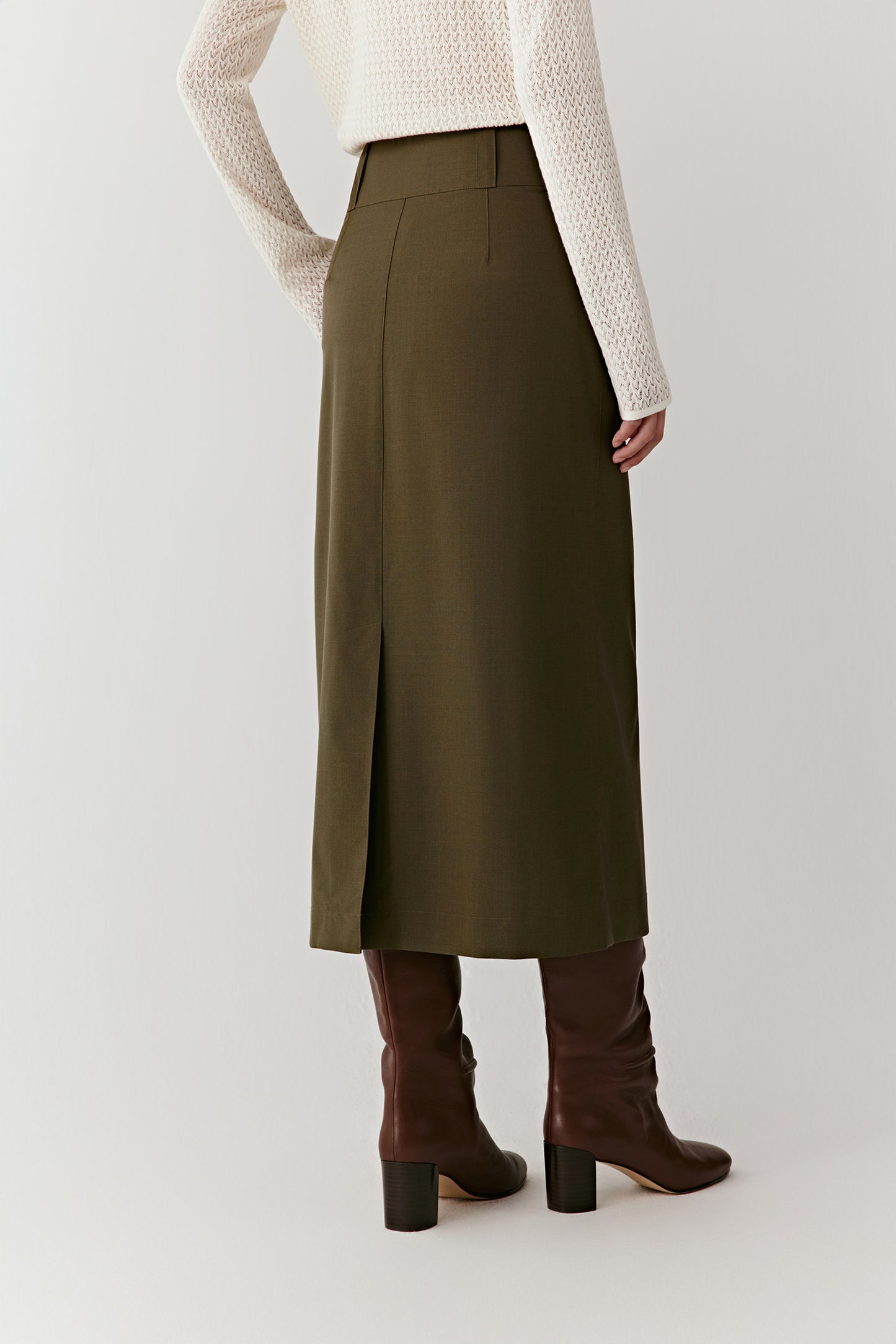 Midi DEW Skirt in Wool and Silk