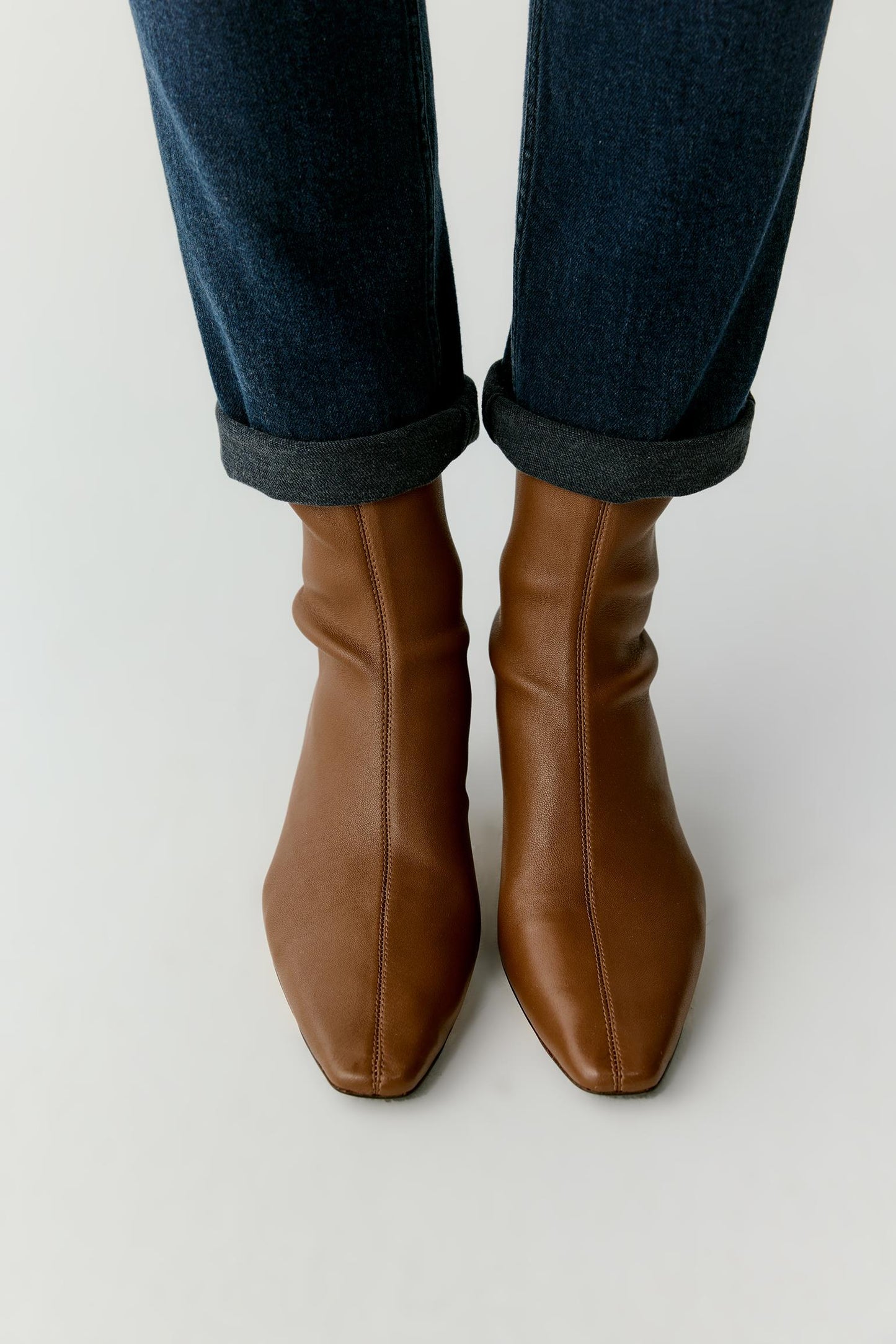 Stretch Leather Ankle Boots