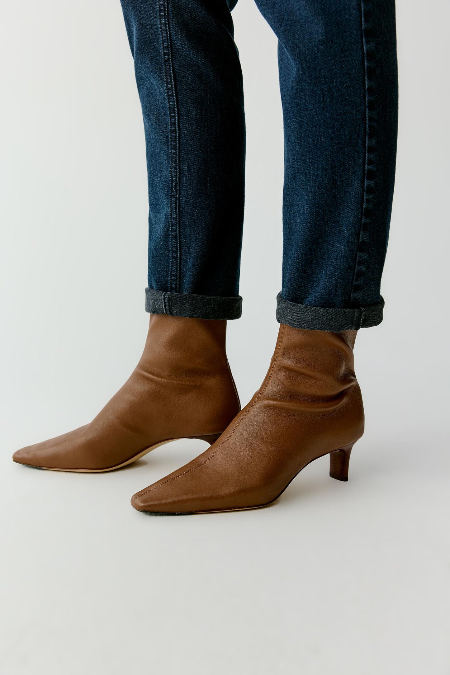 Stretch Leather Ankle Boots