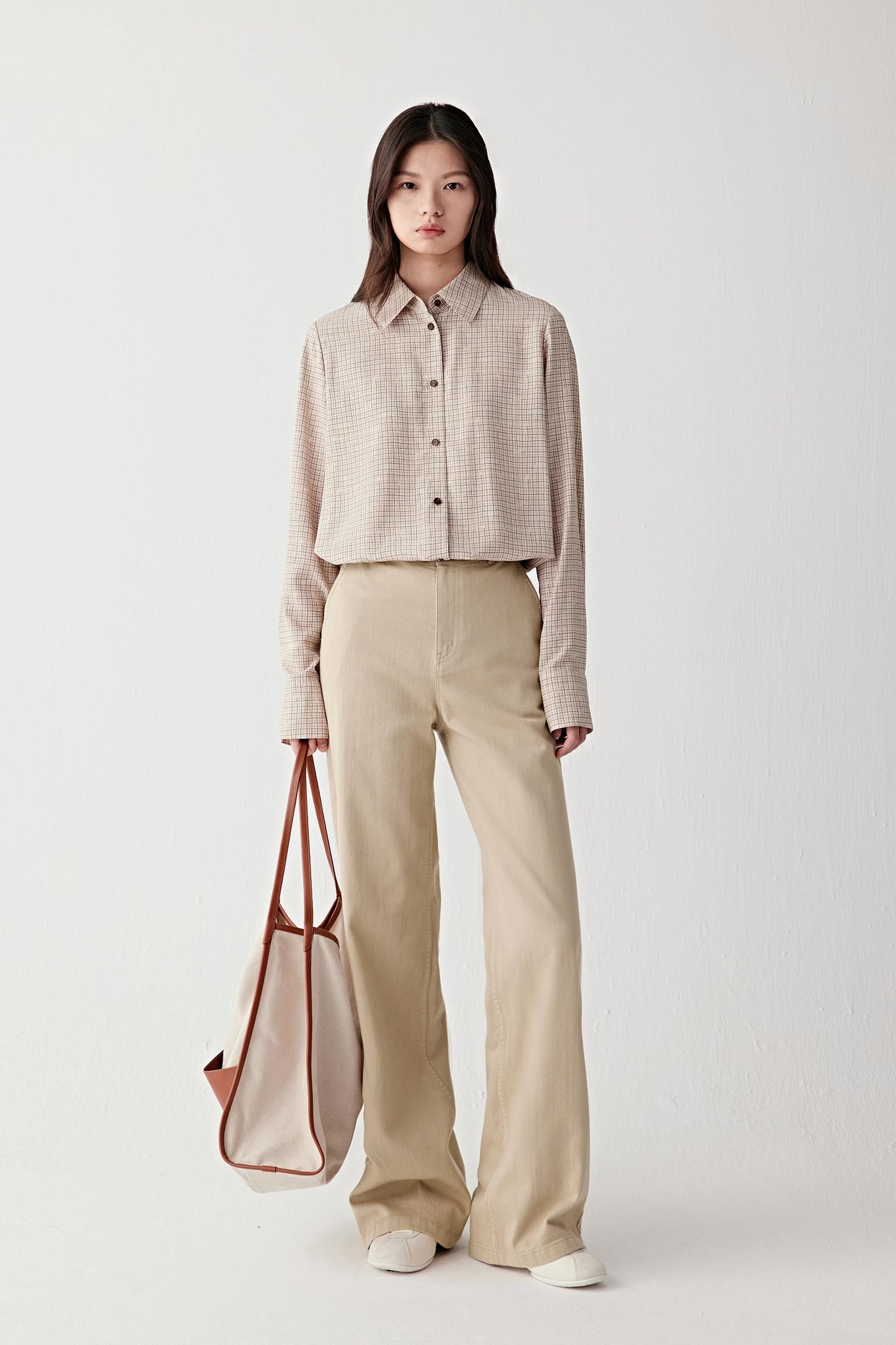 Pantalon large en denim de coton stretch