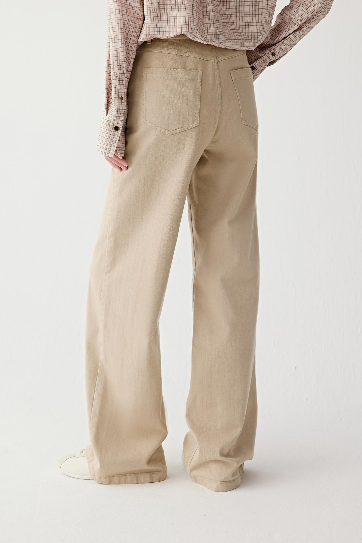 Pantalon large en denim de coton stretch