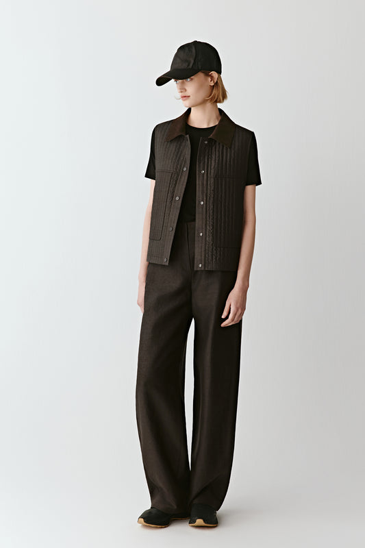 Sleeveless Vest in Gambiered Canton Gauze