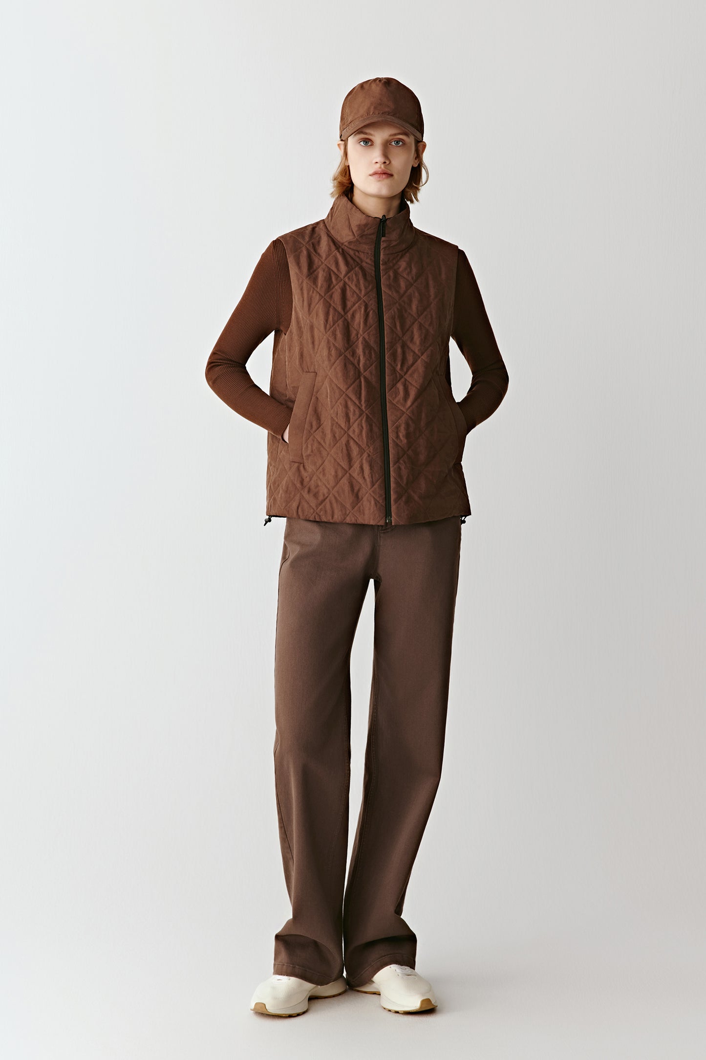 Quilted Sleeveless Jacket in Gambiered Canton Gauze