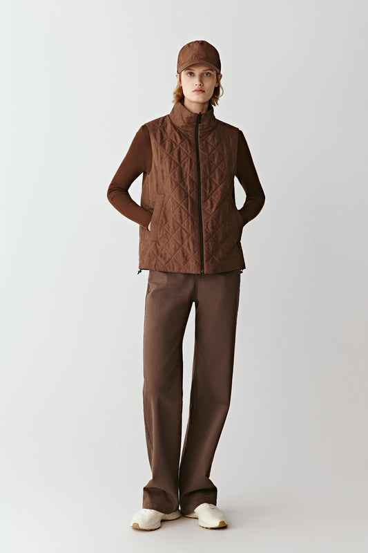 Quilted Sleeveless Jacket in Gambiered Canton Gauze