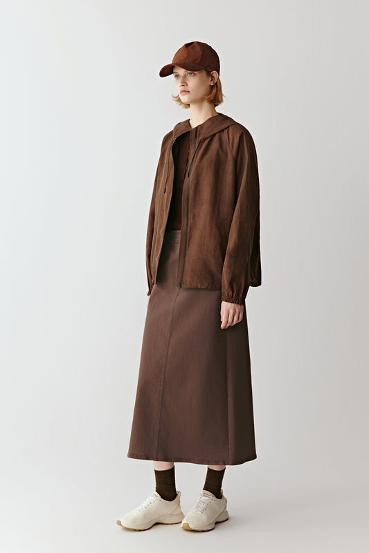 Hooded Jacket in Gambiered Canton Gauze