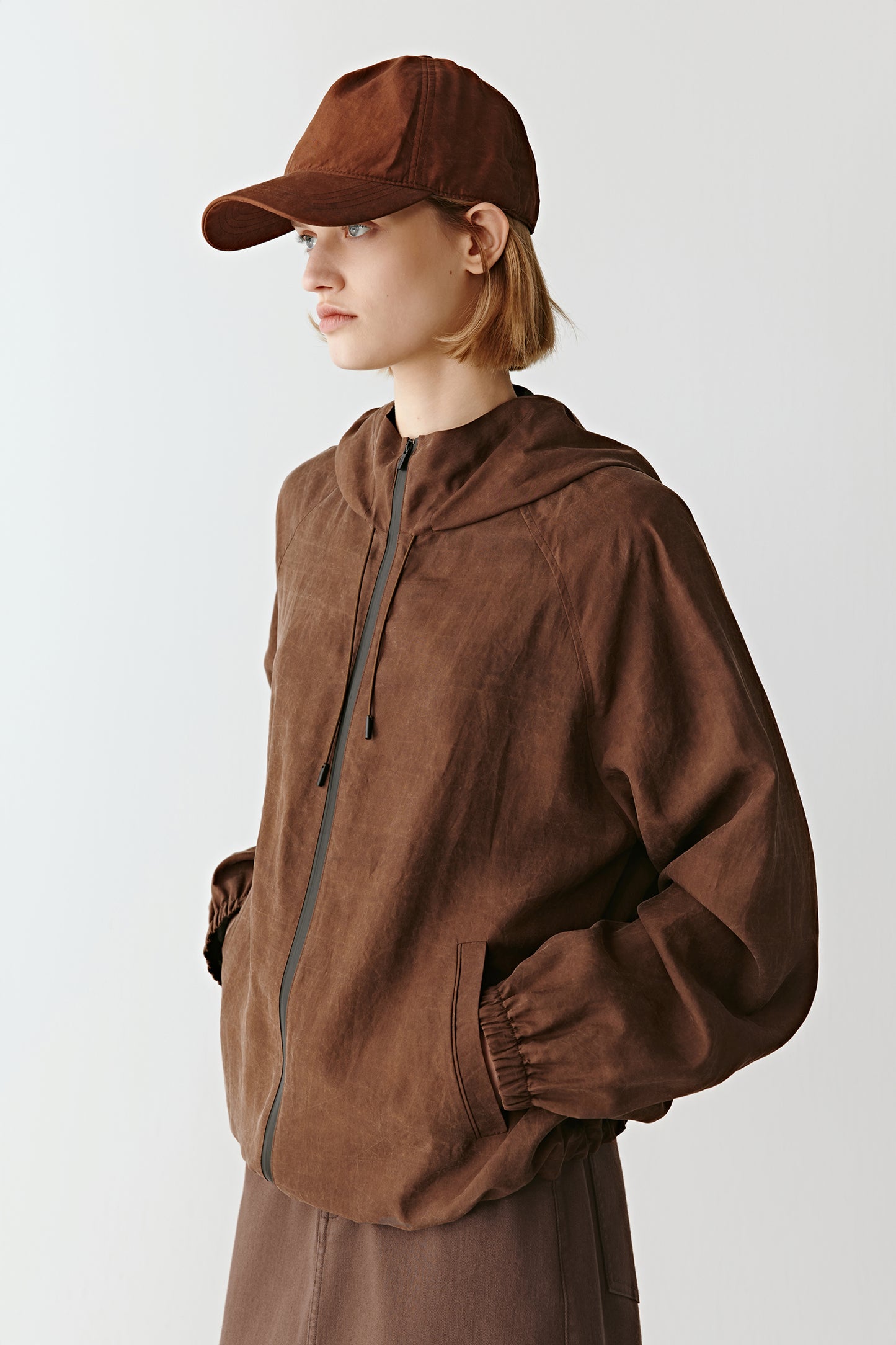 Hooded Jacket in Gambiered Canton Gauze