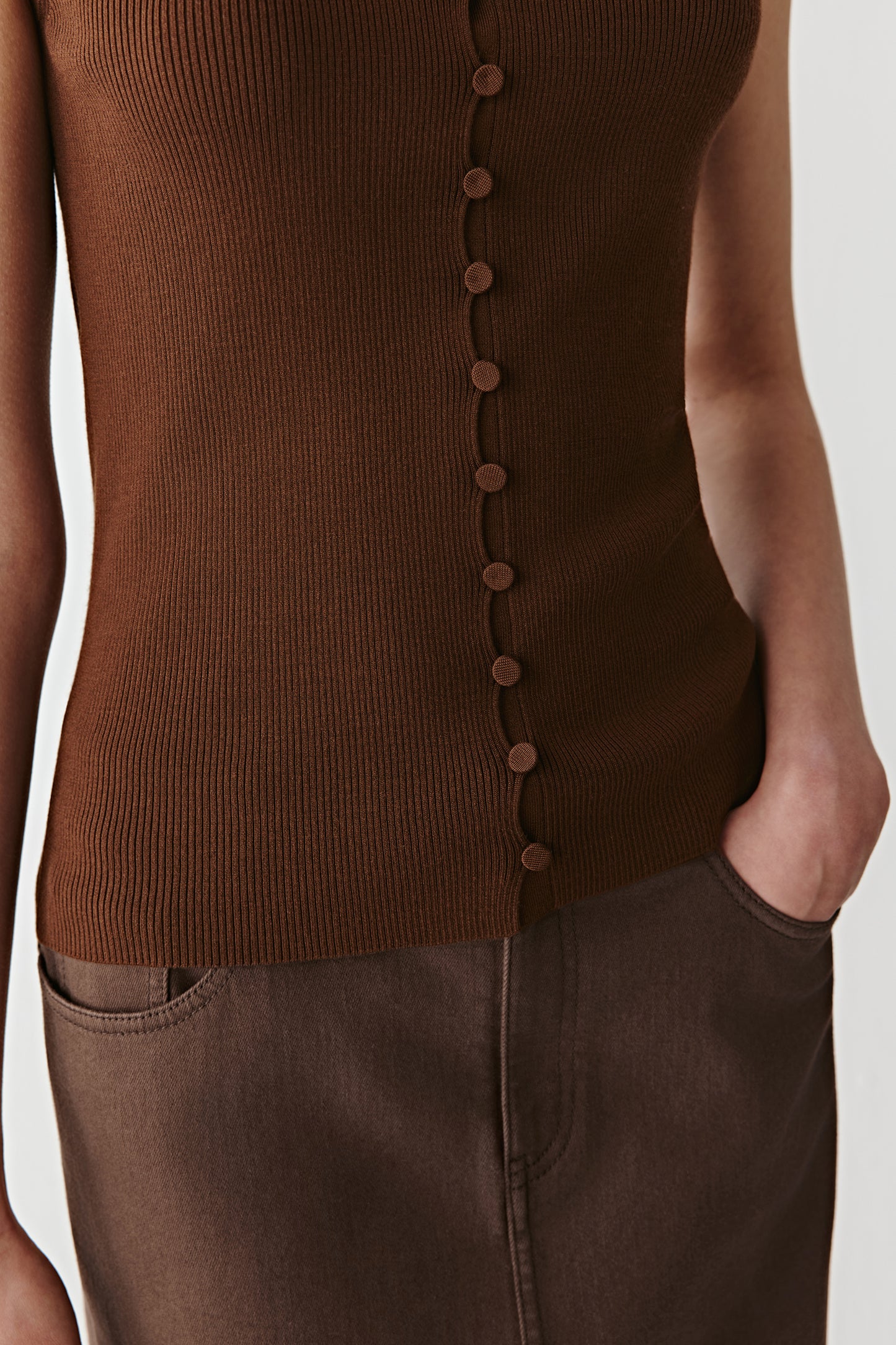 Sleeveless cardigan in SlowSilk
