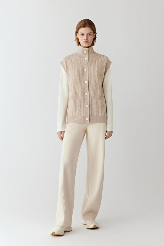Pantalon en jersey de coton et laine de yack non teint
