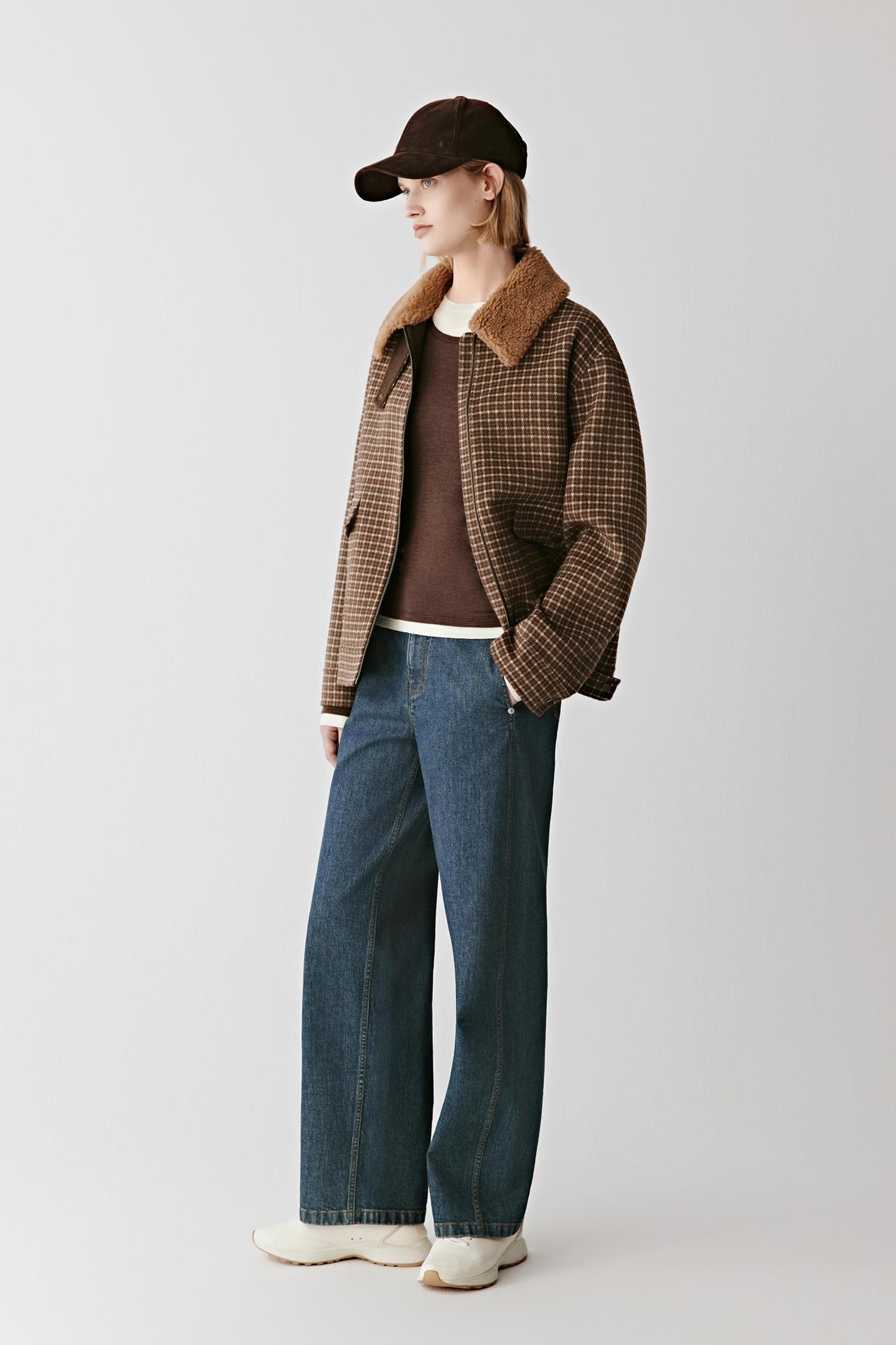 Veste à carreaux en laine