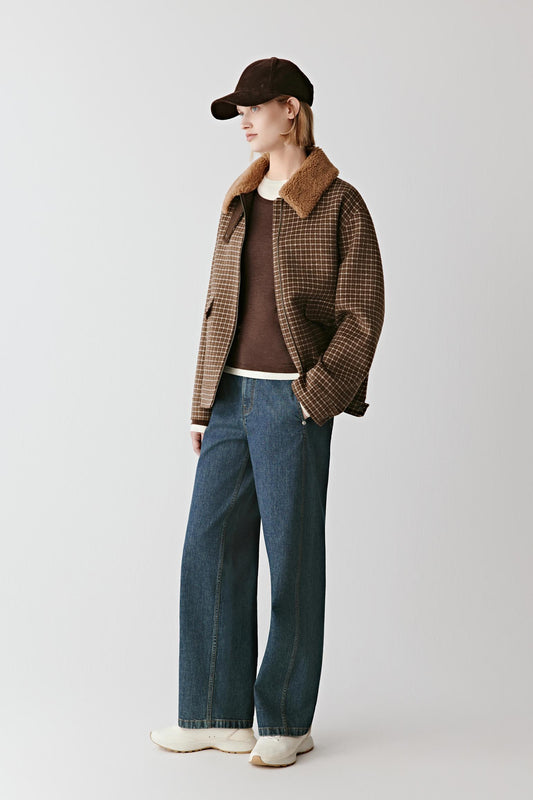 Veste à carreaux en laine