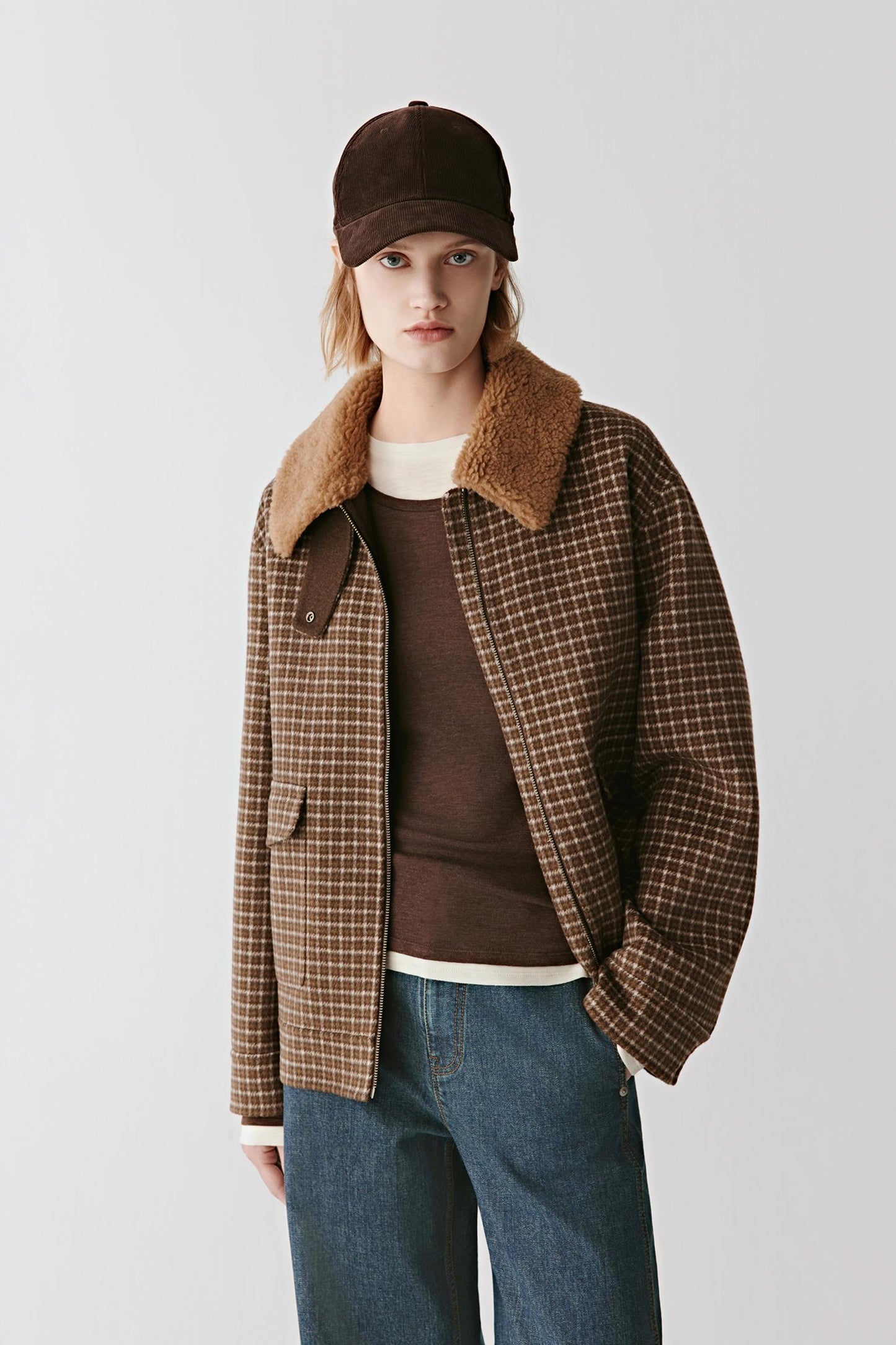 Veste à carreaux en laine