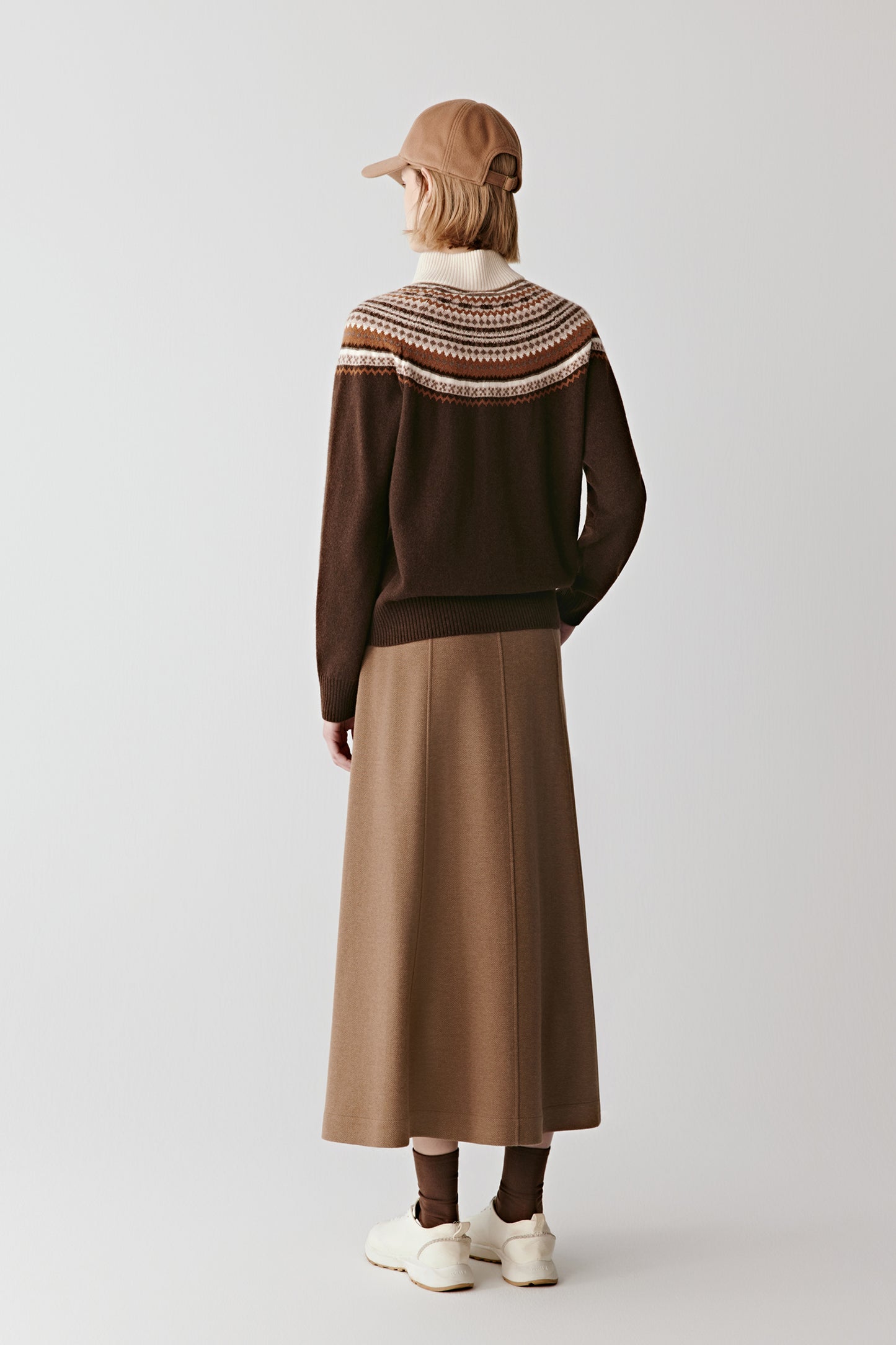 Pull à col zippé en laine de yak sans teinture