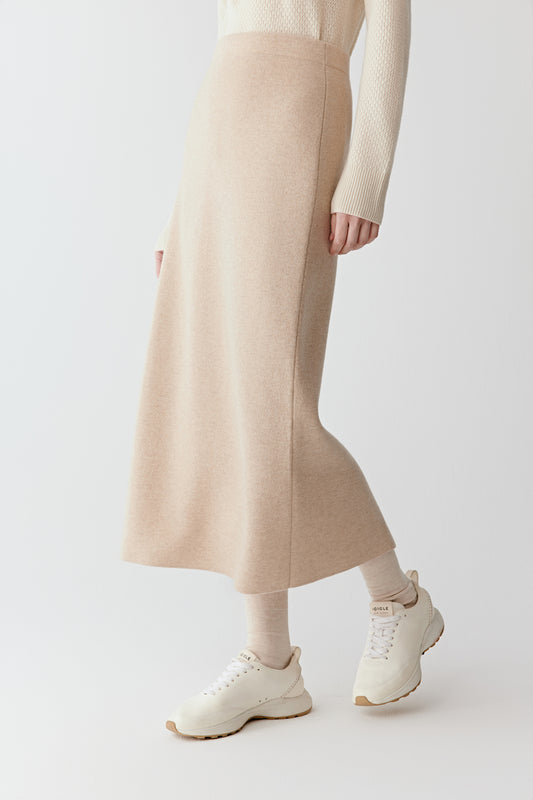 Jupe midi en cachemire sans teinture