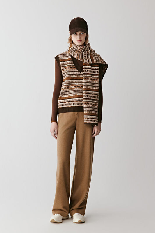 Gilet jacquard en laine de yak sans teinture