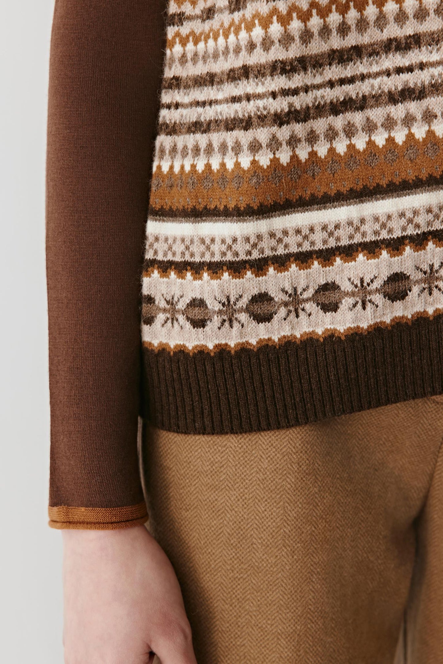 Gilet jacquard en laine de yak sans teinture