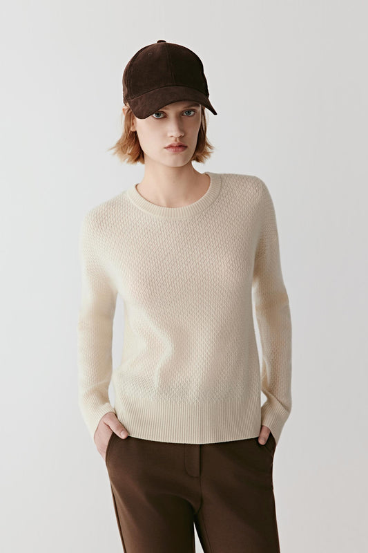 Pull à col rond en cachemire sans teinture