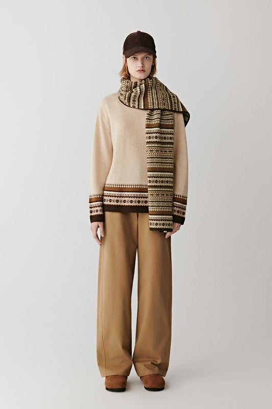 Pantalon ample en sergé de coton