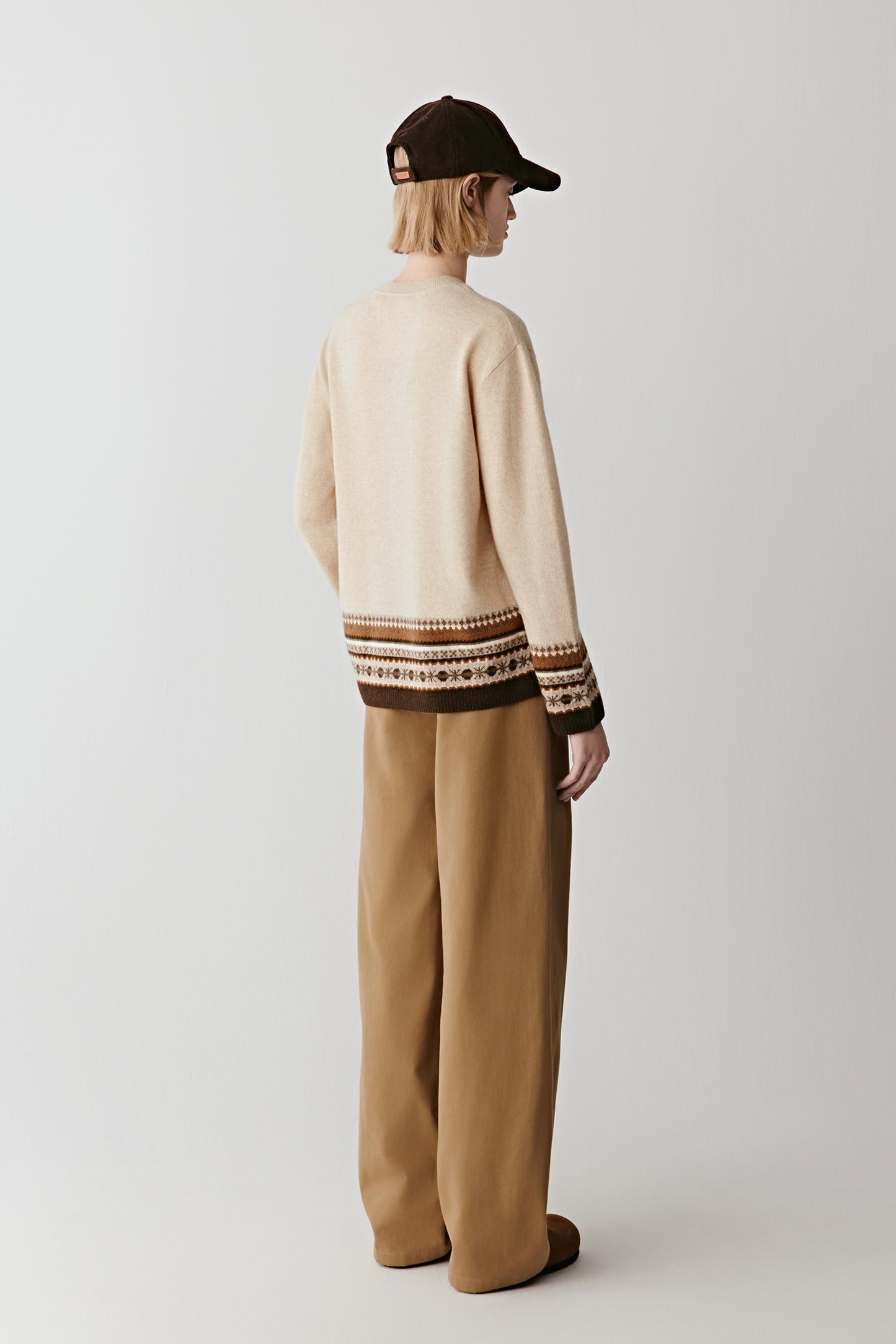 Pull jacquard en laine et laine de yak