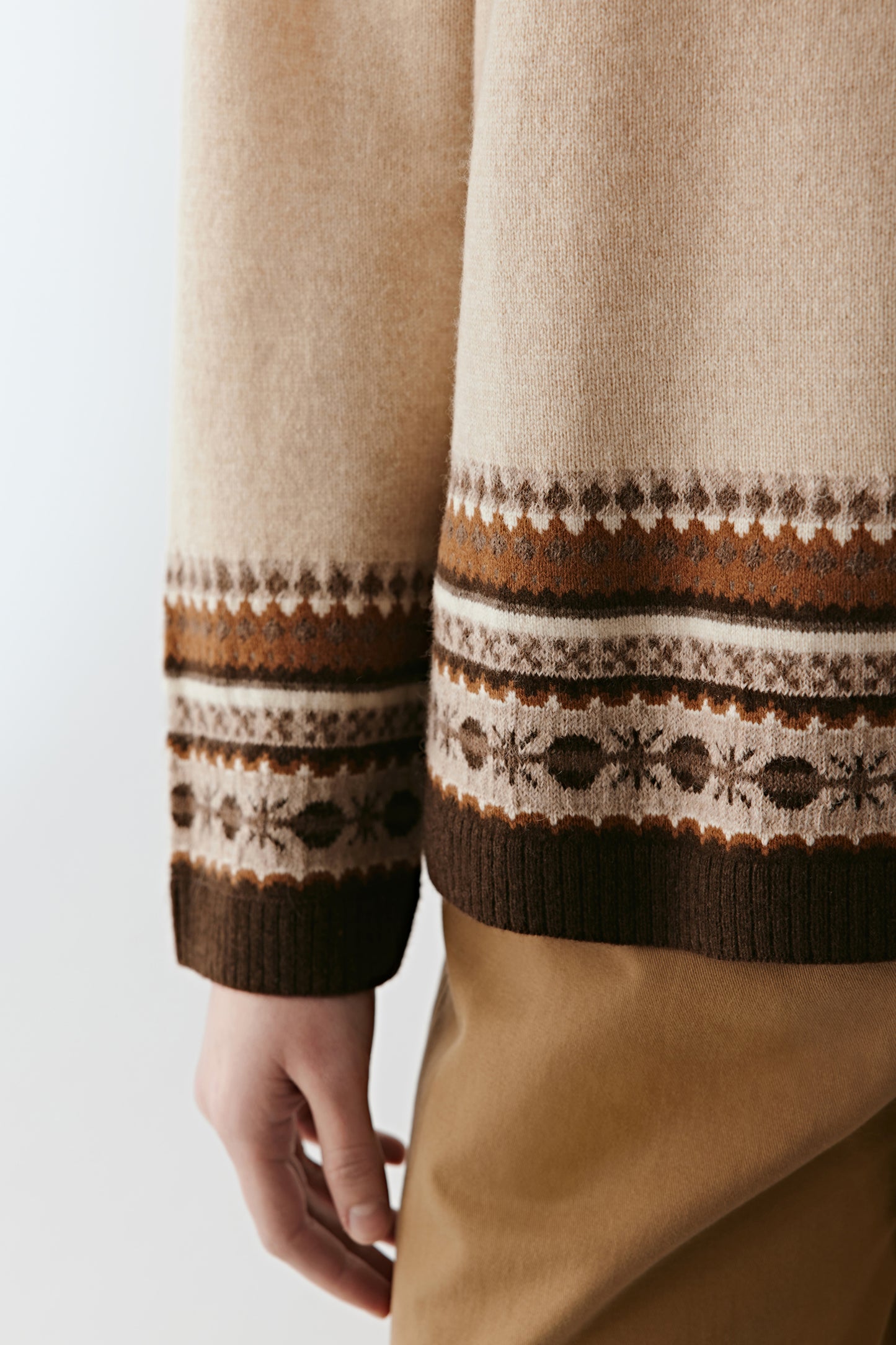 Pull jacquard en laine et laine de yak