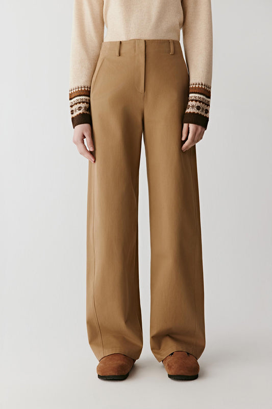 Pantalon ample en sergé de coton